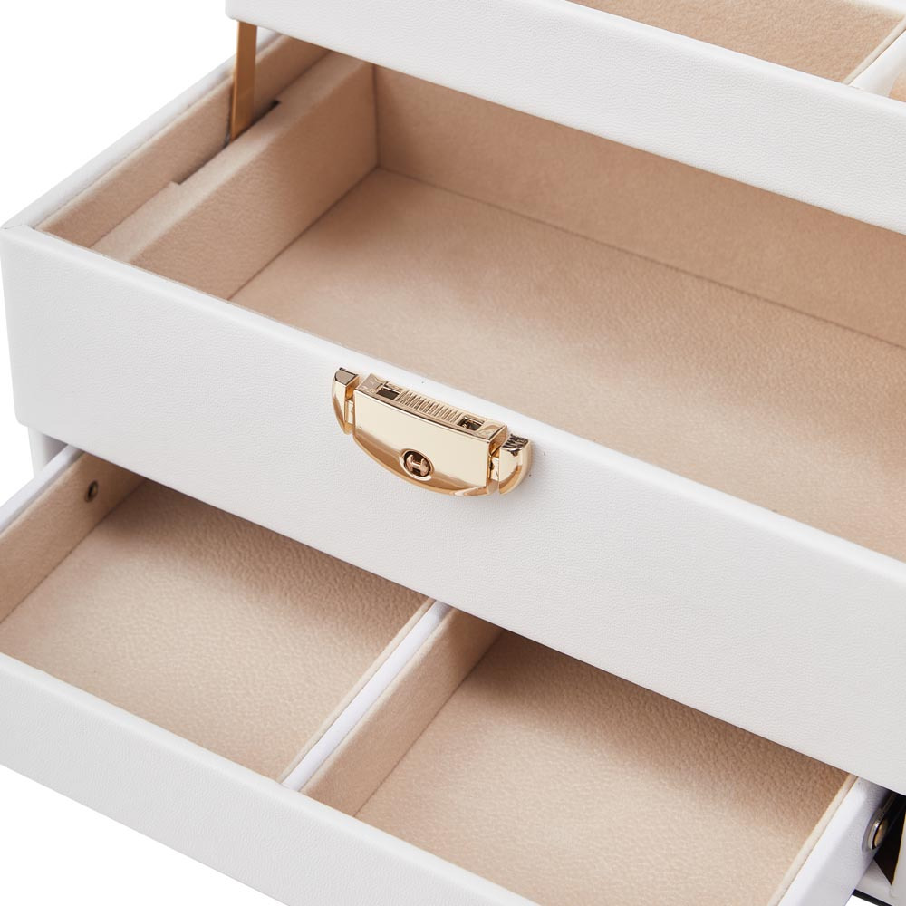 Three Tier Jewelry Box with Drawers and Lock